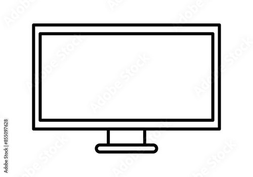 Icono negro de pantalla o monitor en fondo blanco