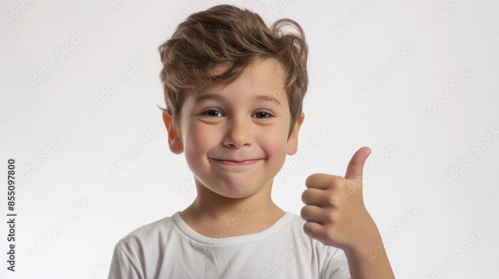 A handsome boy with a thumbs-up, symbolizing positivity and approval. isolated white background A handsome boy with a thumbs-up, symbolizing positivity and approval. isolated white background