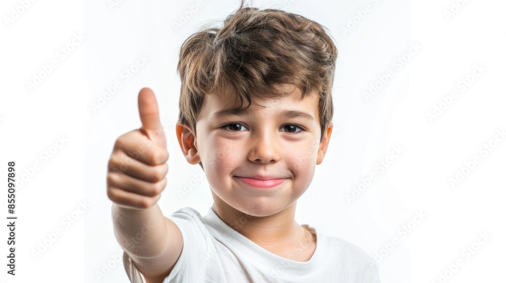 A handsome boy with a thumbs-up, symbolizing positivity and approval. isolated white background A handsome boy with a thumbs-up, symbolizing positivity and approval. isolated white background