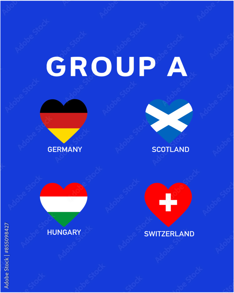 Group A Flag Heart European Nations 2024 Teams Countries European Germany Football Symbol Logo Design Vector Illustration Group A Flag Heart European Nations 2024 Teams Countries European Germany Football Symbol Logo Design Vector Illustration