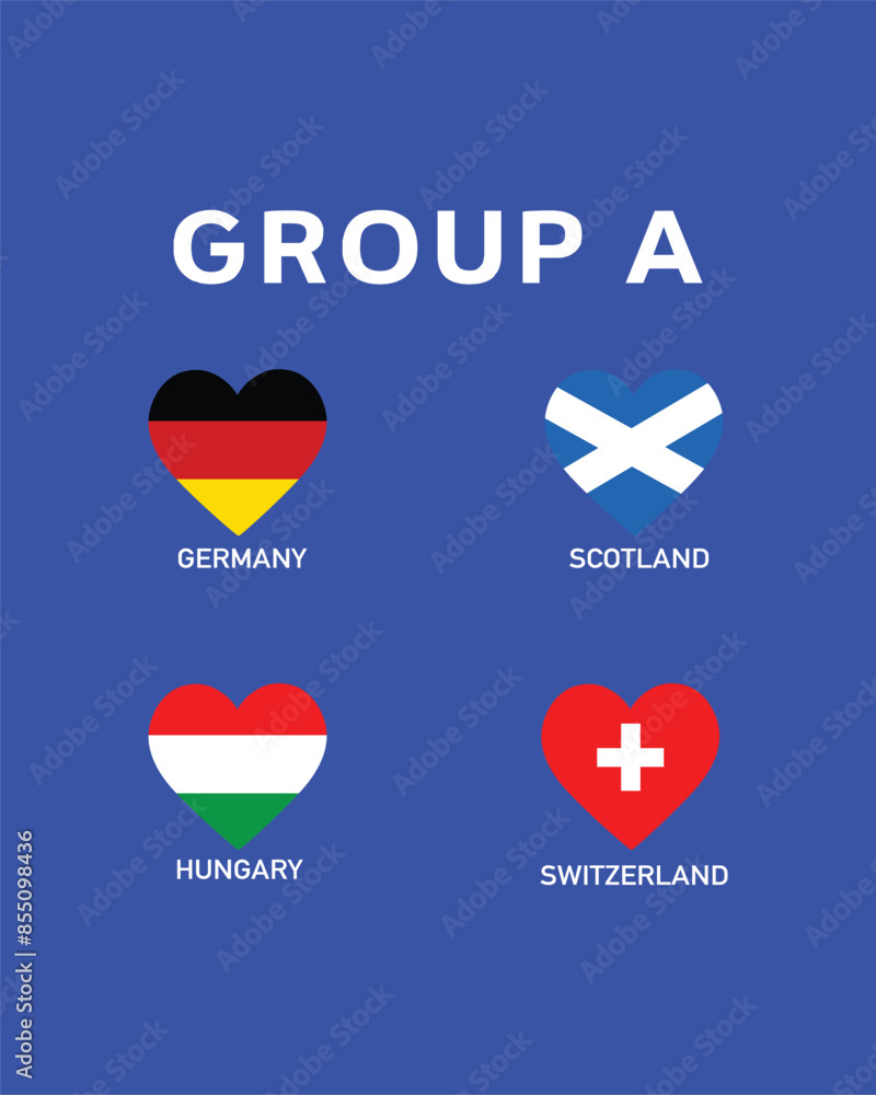 Group A Flag Heart European Nations 2024 Teams Countries European Germany Football Symbol Logo Design Vector Illustration Group A Flag Heart European Nations 2024 Teams Countries European Germany Football Symbol Logo Design Vector Illustration