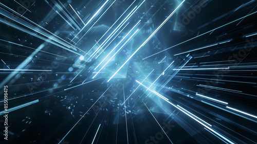 Wallpaper Mural Sky blue, Black and White glowing abstract geometric lines. PowerPoint and Business background. Torontodigital.ca