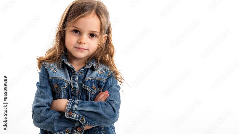 A spirited child with a confident stance, ready to take on the world with determination. isolated white background A spirited child with a confident stance, ready to take on the world with determination. isolated white background