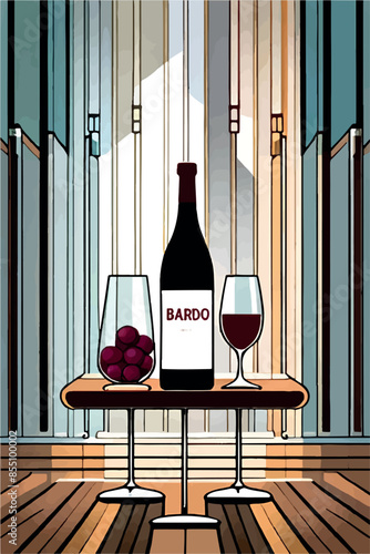 Celebrate the Young Wine Festival with this vibrant poster featuring bottles and glasses of wine set against scenic backgrounds of Georgia and France. Perfect for wine enthusiasts and festival promoti