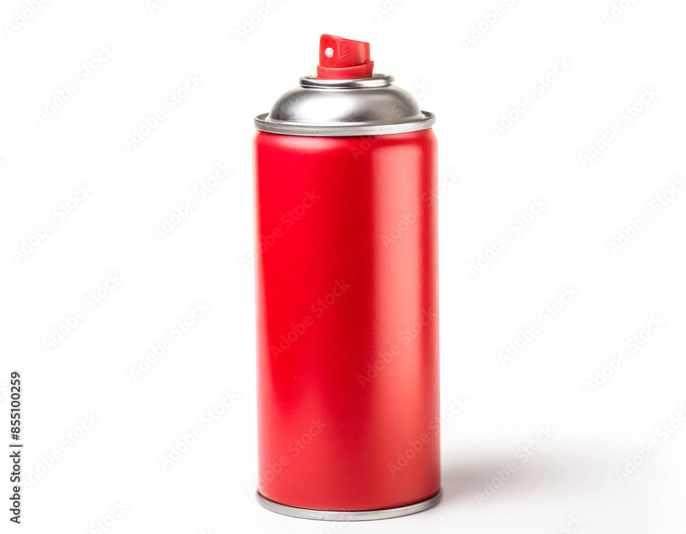 Sprühdose stehend farbe rot isoliert auf weißen Hintergrund, Freisteller