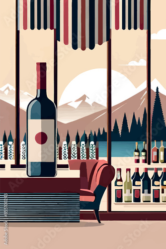 Celebrate the Young Wine Festival with this vibrant poster featuring bottles and glasses of wine set against scenic backgrounds of Georgia and France. Perfect for wine enthusiasts and festival promoti