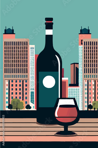 Celebrate the Young Wine Festival with this vibrant poster featuring bottles and glasses of wine set against scenic backgrounds of Georgia and France. Perfect for wine enthusiasts and festival promoti