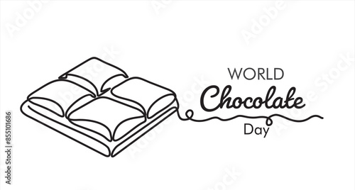 World Chocolate day. Continuous one line drawing of opened chocolate bar hand drawn vector illustration. Single line drawing.