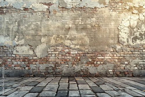 Old vintage retro style dark bricks wall for abstract brick background and texture.