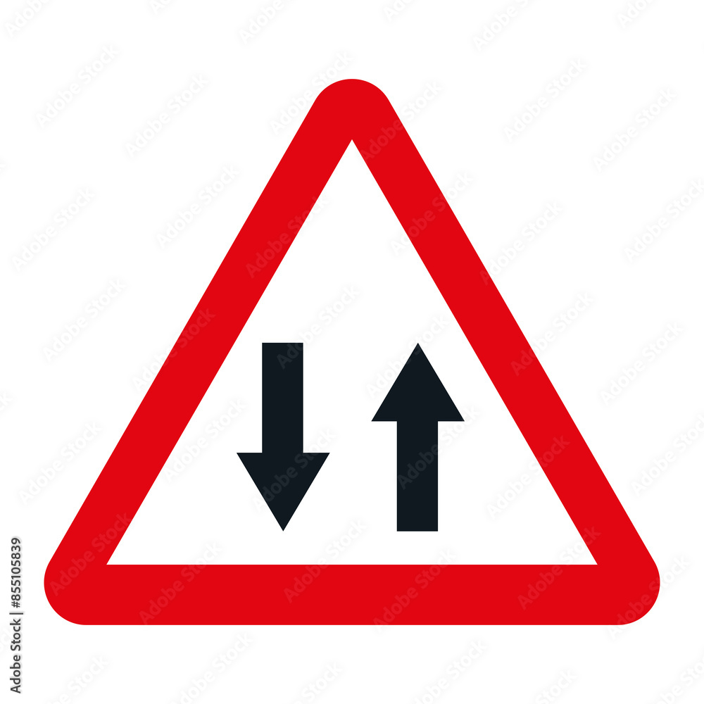 DANGER TRAFFIC SIGNS OF SPAIN, P-25 - Circulation in both directions - PNG DANGER TRAFFIC SIGNS OF SPAIN, P-25 - Circulation in both directions - PNG