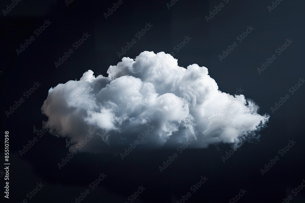 a single puffy cloud on studio shoot, black background, simple composition a single puffy cloud on studio shoot, black background, simple composition