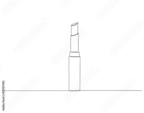 Continuous one line drawing of lipstick. One line drawing illustration of lipstick. Cosmetic makeup concept single line. Editable outline.