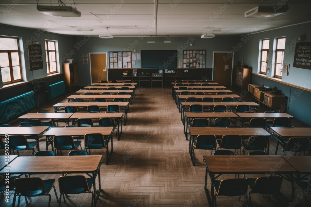 Interior of an empty elementary classroom Interior of an empty elementary classroom