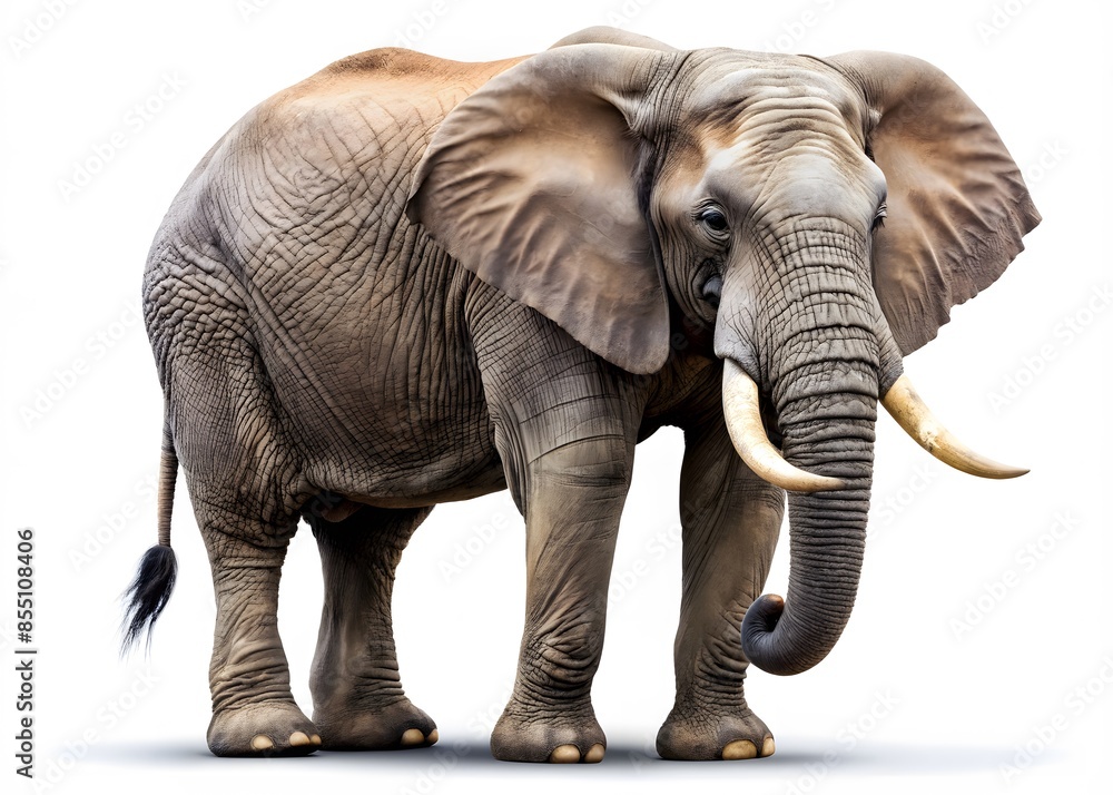 Fototapeta premium Majestic Elephant Isolated On White Background