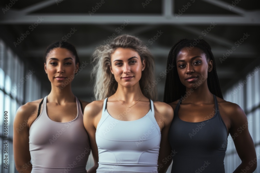 Portrait of diverse women in athletic wear posing confidently Portrait of diverse women in athletic wear posing confidently