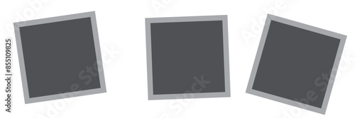 Photo booth images. Realistic blank photography template. Retro empty photo frame. Vector picture strips instant snapshot with black frame