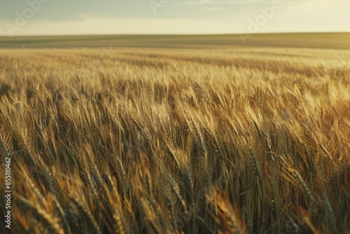 Golden wheat field during sunset