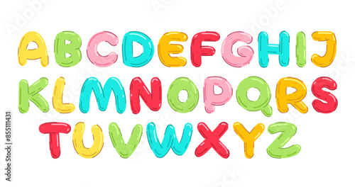 Creative colorful letter vector set, cute bubble alphabet collection, funny children font illustration