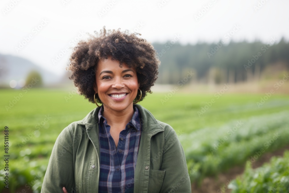 Portrait of a smiling African American female middle aged farmer Portrait of a smiling African American female middle aged farmer