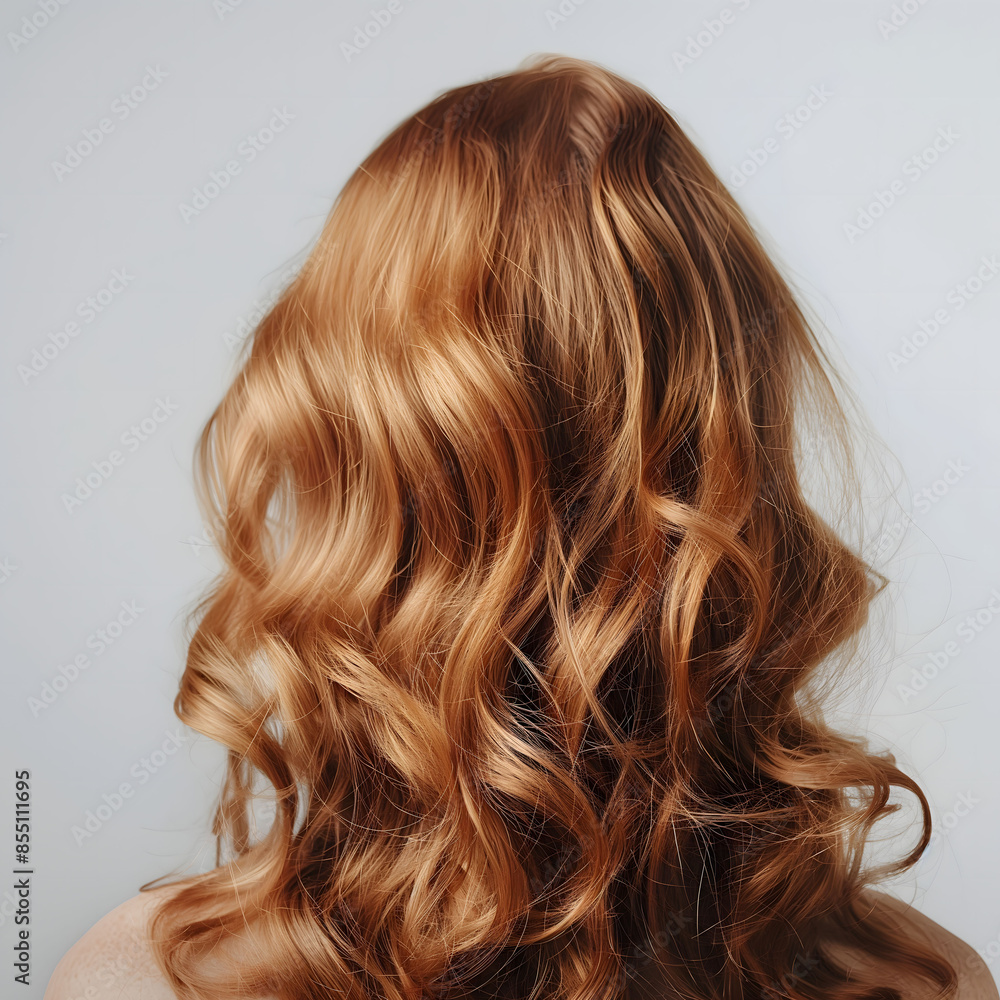 Naklejka premium Vibrant Red Curly Hair Side Profile on Neutral Background