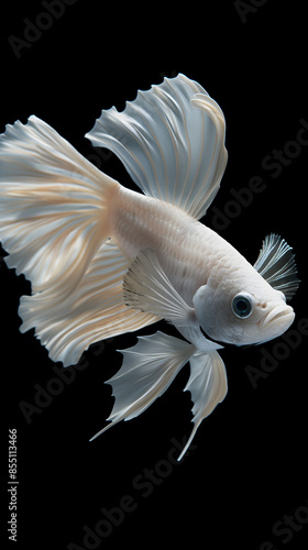 Majestic Siamese Fighting Fish Displaying Fins on Black Background photo