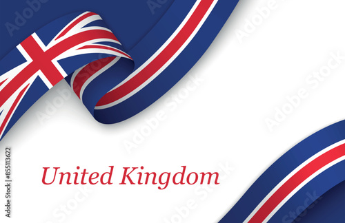 Ribbon with fllag of United Kingdom on white background