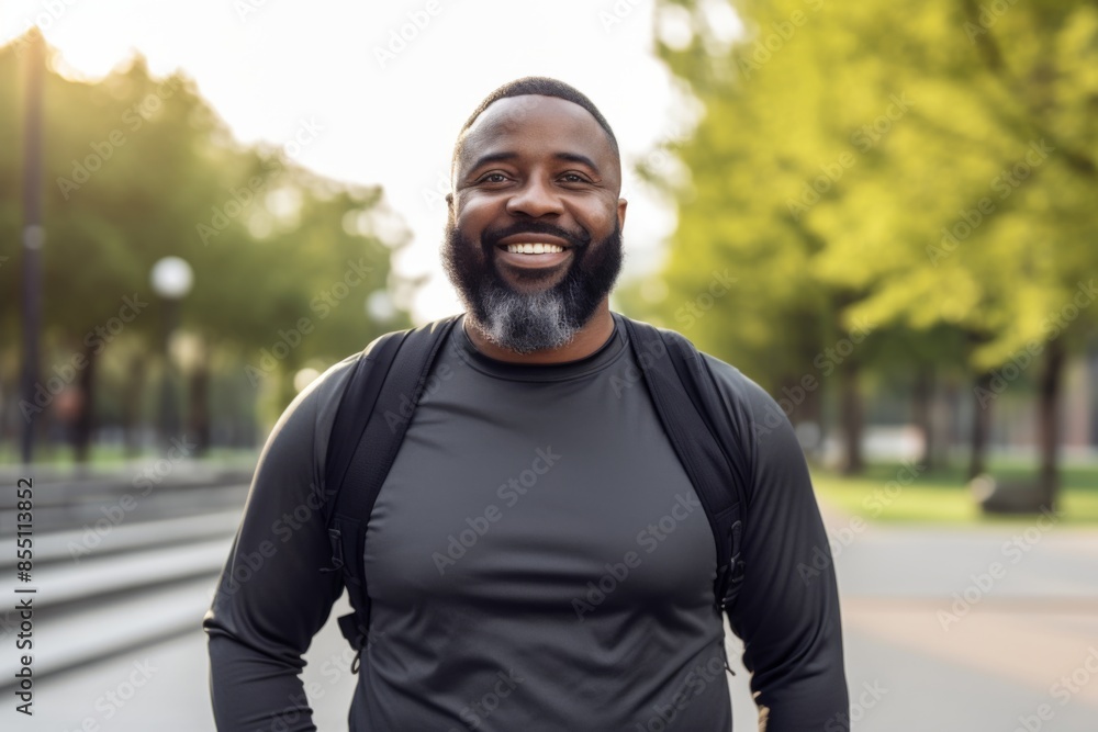 Portrait of a middle aged body positive African American man outside Portrait of a middle aged body positive African American man outside