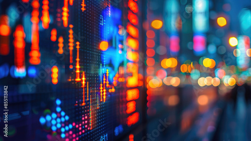 Wallpaper Mural Stock market charts glowing on blurred background. Financial graph diagram for stock market analysis, investment, and trading. Economic growth concept for business, finance, crypto currency Torontodigital.ca