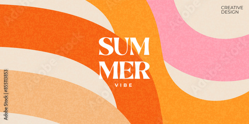 Creative concept of summer bright cover, card or poster in minimal style for corporate identity, branding, social media ads, promo. Modern design template in trendy geometric style