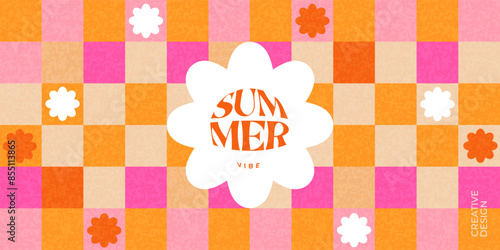 Creative concept of summer bright cover, card or poster in minimal style for corporate identity, branding, social media ads, promo. Modern design template in trendy geometric style