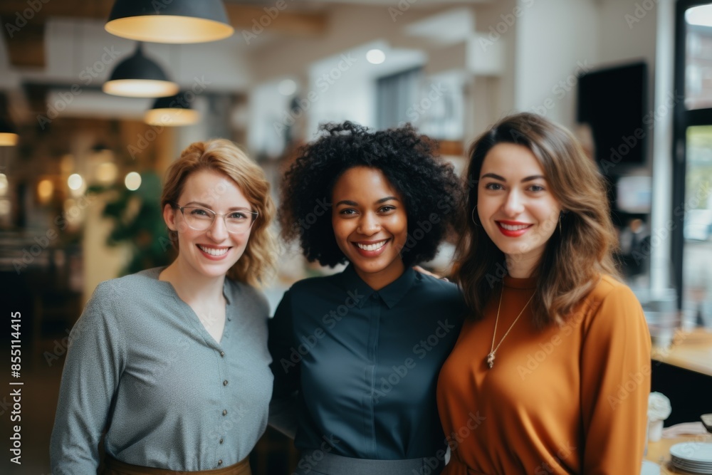 Smiling group portrait of a businesswomen in office Smiling group portrait of a businesswomen in office