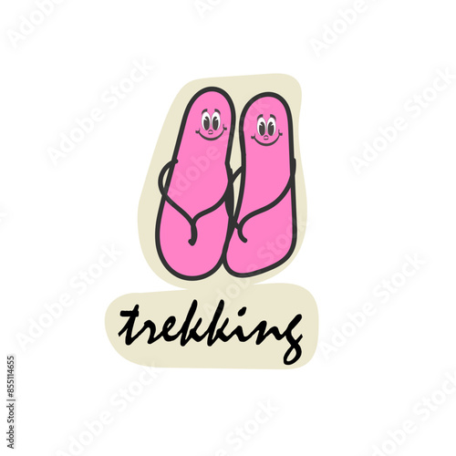 flipflops with eyes, trekking stiker pink