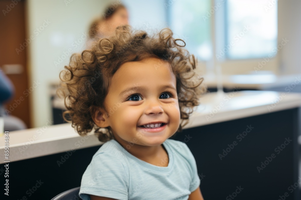 Smiling portrait of a 3 year old patient at dentist office Smiling portrait of a 3 year old patient at dentist office