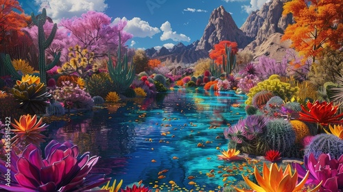 Colorful flora adorning natural landscapes photo