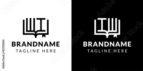 Letters IW and WI Book Logo, suitable for business related to book with IW or WI initials
