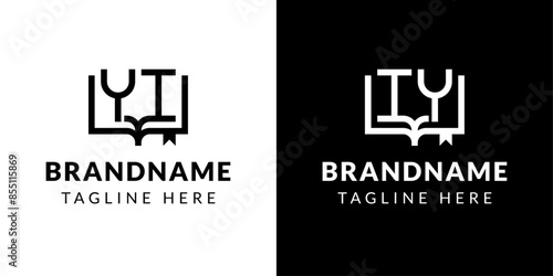 Letters IY and YI Book Logo, suitable for business related to book with IY or YI initials