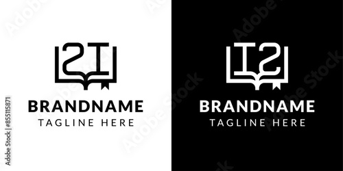 Letters IZ and ZI Book Logo, suitable for business related to book with IZ or ZI initials
