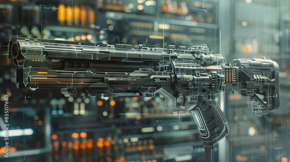 Fototapeta premium The image shows a sci-fi gun