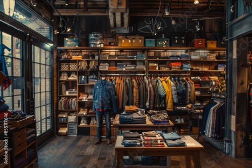 Interior of a modern mens wear store