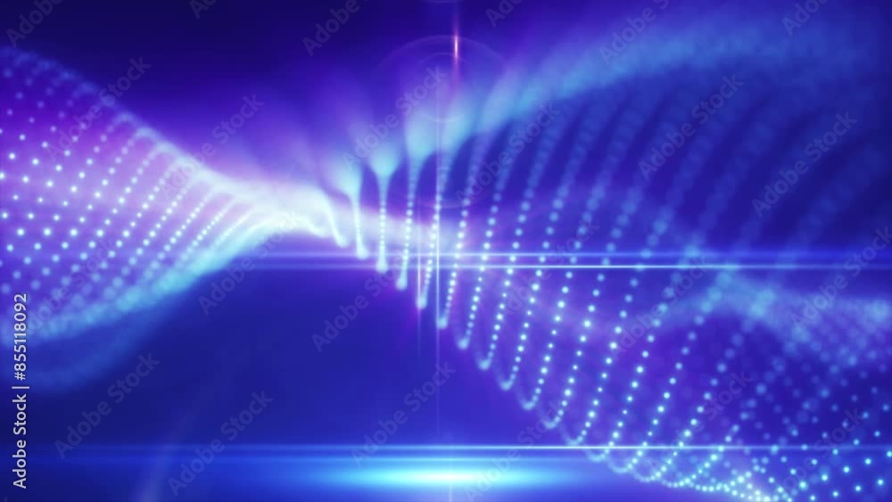 Futuristic waves with bright glow and shimmering light, moving to create optical effects Futuristic waves with bright glow and shimmering light, moving to create optical effects
