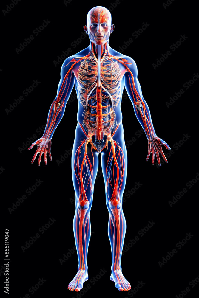Vascular Network: Detailed Human Blood Vessels Illustration Vascular Network: Detailed Human Blood Vessels Illustration
