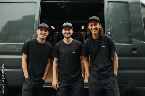 Group portrait of a diverse moving crew team