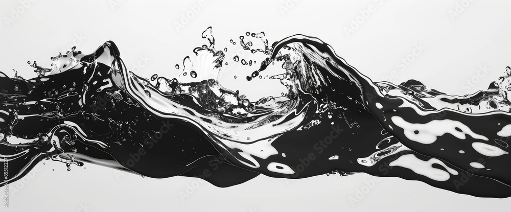 Fototapeta premium Black And White Abstract Water Designs, Cartoon