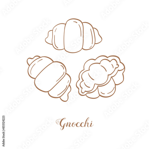 Gnocchi pasta illustration. Vector sketch. Traditional Italian food. Hand-drawn image. Isolated icon