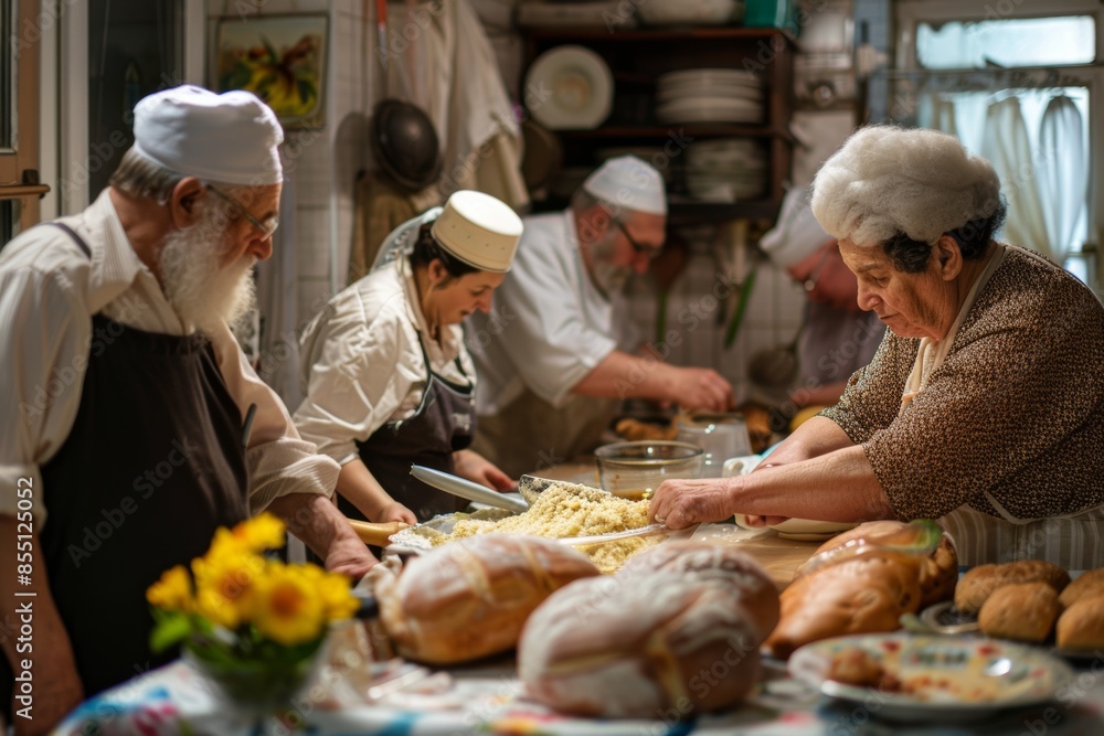 preparation for Passover - people cleaning and rearranging their homes in observance of holiday, symbolizing the tradition of removing chametz leavened bread preparation for Passover - people cleaning and rearranging their homes in observance of holiday, symbolizing the tradition of removing chametz leavened bread
