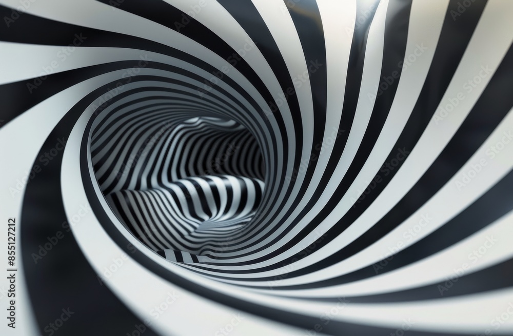Naklejka premium Black And White Spiral Abstract Illustration