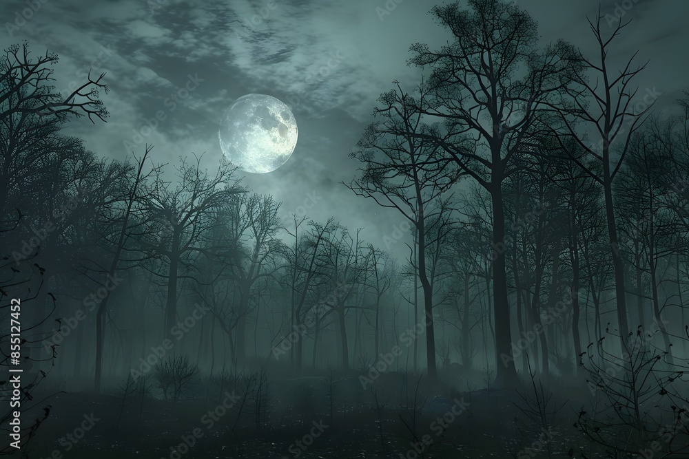 Fototapeta premium Dark and scary forest in the night
