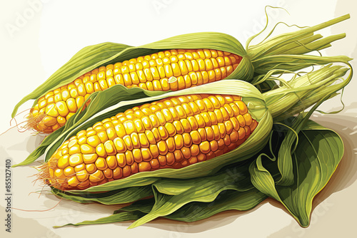 fresh and delicious sweet corn to eat vector and illustration 