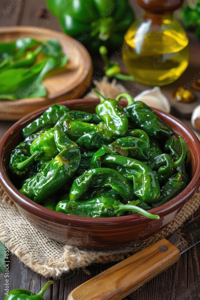 Fresh Padron Peppers Perfect for Grilling or Frying in Olive Oil Fresh Padron Peppers Perfect for Grilling or Frying in Olive Oil