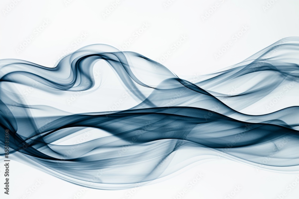 Fototapeta premium Elegant blue smoke wave on white background